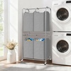 image:imageSTORAGE MANIAC 4 Section Vertical Laundry Hamper 2 Tier Laundry Sorter with 4 Removable Tote Bags Rolling Clothes Basket for Towels Blankets Tall Dirty Clothes Hamper for Closet 4 Bags GrayGray