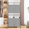 image:imageSTORAGE MANIAC 4 Section Vertical Laundry Hamper 2 Tier Laundry Sorter with 4 Removable Tote Bags Rolling Clothes Basket for Towels Blankets Tall Dirty Clothes Hamper for Closet 4 Bags GrayGray