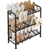 image:imageSTORAGE MANIAC 48 Pairs Vertical Shoe Rack Wing Large Metal Shoe Organizer for Closet Entryway Garage Hallway DoubleSided Shoes Shelf for Space Saving Black 4TierBlack