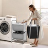 image:imageSTORAGE MANIAC 80 Liters Vertical Rolling Laundry Hamper 2 Section Laundry Sorter with Wheels and 2 Breaks 2tier Laundry Baskets for Small Space Dorm Laundry Room Closet Bathroom Gray 2tierGray