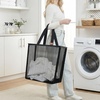 image:imageSTORAGE MANIAC Collapsible Laundry Basket 169 Gal Large Popup Laundry Hamper with Long Carry Handles SpaceSaving Foldable Clothes Hamper with Bottom Elastic Band Travel Laundry Bags Mesh BlackMesh Black