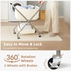 image:imageSTORAGE MANIAC Collapsible Laundry Cart with Wheels 356H Removable Canvas Bag Rolling Laundry Hamper Clothes Basket with Wheels Sturdy Steel Frame Folding for Small Narrow Space Easy Storage BeigeBeige