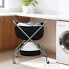 image:imageSTORAGE MANIAC Collapsible Laundry Cart with Wheels 356H Removable Canvas Bag Rolling Laundry Hamper Clothes Basket with Wheels Sturdy Steel Frame Folding for Small Narrow Space Easy Storage BeigeBlack