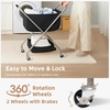 image:imageSTORAGE MANIAC Collapsible Laundry Cart with Wheels 356H Removable Canvas Bag Rolling Laundry Hamper Clothes Basket with Wheels Sturdy Steel Frame Folding for Small Narrow Space Easy Storage BeigeBlack