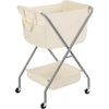 image:imageSTORAGE MANIAC Collapsible Laundry Cart with Wheels 356H Removable Canvas Bag Rolling Laundry Hamper Clothes Basket with Wheels Sturdy Steel Frame Folding for Small Narrow Space Easy Storage BeigeBeige