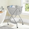 image:imageSTORAGE MANIAC Collapsible Laundry Cart with Wheels 356H Removable Canvas Bag Rolling Laundry Hamper Clothes Basket with Wheels Sturdy Steel Frame Folding for Small Narrow Space Easy Storage BeigeGrey