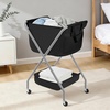 image:imageSTORAGE MANIAC Collapsible Laundry Cart with Wheels 356H Removable Canvas Bag Rolling Laundry Hamper Clothes Basket with Wheels Sturdy Steel Frame Folding for Small Narrow Space Easy Storage BeigeBlack