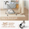 image:imageSTORAGE MANIAC Collapsible Laundry Cart with Wheels 356H Removable Canvas Bag Rolling Laundry Hamper Clothes Basket with Wheels Sturdy Steel Frame Folding for Small Narrow Space Easy Storage BeigeGrey