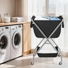 image:imageSTORAGE MANIAC Collapsible Laundry Cart with Wheels 356H Removable Canvas Bag Rolling Laundry Hamper Clothes Basket with Wheels Sturdy Steel Frame Folding for Small Narrow Space Easy Storage BeigeBlack