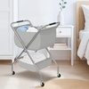 image:imageSTORAGE MANIAC Collapsible Laundry Cart with Wheels 356H Removable Canvas Bag Rolling Laundry Hamper Clothes Basket with Wheels Sturdy Steel Frame Folding for Small Narrow Space Easy Storage BeigeGrey