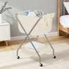 image:imageSTORAGE MANIAC Collapsible Laundry Cart with Wheels 356H Removable Canvas Bag Rolling Laundry Hamper Clothes Basket with Wheels Sturdy Steel Frame Folding for Small Narrow Space Easy Storage BeigeBeige