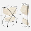 image:imageSTORAGE MANIAC Collapsible Laundry Cart with Wheels 356H Removable Canvas Bag Rolling Laundry Hamper Clothes Basket with Wheels Sturdy Steel Frame Folding for Small Narrow Space Easy Storage BeigeBeige