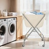 image:imageSTORAGE MANIAC Collapsible Laundry Cart with Wheels 356H Removable Canvas Bag Rolling Laundry Hamper Clothes Basket with Wheels Sturdy Steel Frame Folding for Small Narrow Space Easy Storage BeigeBeige
