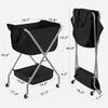 image:imageSTORAGE MANIAC Collapsible Laundry Cart with Wheels 356H Removable Canvas Bag Rolling Laundry Hamper Clothes Basket with Wheels Sturdy Steel Frame Folding for Small Narrow Space Easy Storage BeigeBlack