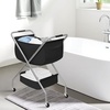 image:imageSTORAGE MANIAC Collapsible Laundry Cart with Wheels 356H Removable Canvas Bag Rolling Laundry Hamper Clothes Basket with Wheels Sturdy Steel Frame Folding for Small Narrow Space Easy Storage BeigeBlack