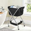 image:imageSTORAGE MANIAC Collapsible Laundry Cart with Wheels 356H Removable Canvas Bag Rolling Laundry Hamper Clothes Basket with Wheels Sturdy Steel Frame Folding for Small Narrow Space Easy Storage BeigeBlack