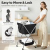 image:imageSTORAGE MANIAC Collapsible Laundry Cart with Wheels 356H Removable Canvas Bag Rolling Laundry Hamper Clothes Basket with Wheels Sturdy Steel Frame Folding for Small Narrow Space Easy Storage BeigeBlack