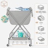 image:imageSTORAGE MANIAC Collapsible Laundry Cart with Wheels 356H Removable Canvas Bag Rolling Laundry Hamper Clothes Basket with Wheels Sturdy Steel Frame Folding for Small Narrow Space Easy Storage BeigeGrey