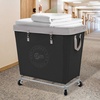 image:imageSTORAGE MANIAC Commercial Laundry Hamper with Heavy Duty Steel Frame 320 L Industrial Laundry Basket Cart with Wheels for Hotel Home Laundry Room 317L x 193W x 3091H Large BeigeBlack