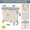 image:imageSTORAGE MANIAC Commercial Laundry Hamper with Heavy Duty Steel Frame 320 L Industrial Laundry Basket Cart with Wheels for Hotel Home Laundry Room 317L x 193W x 3091H Large BeigeBeige