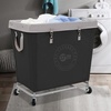 image:imageSTORAGE MANIAC Commercial Laundry Hamper with Heavy Duty Steel Frame 320 L Industrial Laundry Basket Cart with Wheels for Hotel Home Laundry Room 317L x 193W x 3091H Large BeigeBlack