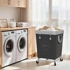 image:imageSTORAGE MANIAC Commercial Laundry Hamper with Heavy Duty Steel Frame 320 L Industrial Laundry Basket Cart with Wheels for Hotel Home Laundry Room 317L x 193W x 3091H Large BeigeBlack