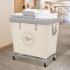 image:imageSTORAGE MANIAC Commercial Laundry Hamper with Heavy Duty Steel Frame 320 L Industrial Laundry Basket Cart with Wheels for Hotel Home Laundry Room 317L x 193W x 3091H Large BeigeBeige