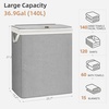 image:imageSTORAGE MANIAC Double Laundry Hamper with Lid 140L Tall Metal Frame Laundry Baskets with Removeable Bag Large Clothes Hamper with PU Tag Laundry Bin for Dorm Collage Bathroom Bedroom GrayGray