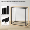 image:imageSTORAGE MANIAC Double Laundry Hamper with Lid 140L Tall Metal Frame Laundry Baskets with Removeable Bag Large Clothes Hamper with PU Tag Laundry Bin for Dorm Collage Bathroom Bedroom GrayGray