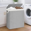 image:imageSTORAGE MANIAC Double Laundry Hamper with Lid 140L Tall Metal Frame Laundry Baskets with Removeable Bag Large Clothes Hamper with PU Tag Laundry Bin for Dorm Collage Bathroom Bedroom GrayGray