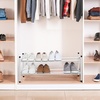 image:imageSTORAGE MANIAC Expandable Shoe Rack 16 Pairs Stackable Small Shoe Rack Metal Adjustable Shoes Organizer for Closet Entryway Hallway Garage Front Door Shoes Shelves Black 4 TierWhite