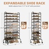 image:imageSTORAGE MANIAC Expandable Shoe Rack 16 Pairs Stackable Small Shoe Rack Metal Adjustable Shoes Organizer for Closet Entryway Hallway Garage Front Door Shoes Shelves Black 4 TierBlack