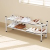 image:imageSTORAGE MANIAC Expandable Shoe Rack 16 Pairs Stackable Small Shoe Rack Metal Adjustable Shoes Organizer for Closet Entryway Hallway Garage Front Door Shoes Shelves Black 4 TierWhite