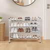 image:imageSTORAGE MANIAC Expandable Shoe Rack 16 Pairs Stackable Small Shoe Rack Metal Adjustable Shoes Organizer for Closet Entryway Hallway Garage Front Door Shoes Shelves Black 4 TierWhite