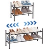 image:imageSTORAGE MANIAC Expandable Shoe Rack 16 Pairs Stackable Small Shoe Rack Metal Adjustable Shoes Organizer for Closet Entryway Hallway Garage Front Door Shoes Shelves Black 4 TierBlack