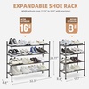 image:imageSTORAGE MANIAC Expandable Shoe Rack 16 Pairs Stackable Small Shoe Rack Metal Adjustable Shoes Organizer for Closet Entryway Hallway Garage Front Door Shoes Shelves Black 4 TierBlack