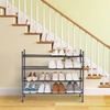 image:imageSTORAGE MANIAC Expandable Shoe Rack 16 Pairs Stackable Small Shoe Rack Metal Adjustable Shoes Organizer for Closet Entryway Hallway Garage Front Door Shoes Shelves Black 4 TierBlack