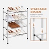 image:imageSTORAGE MANIAC Expandable Shoe Rack 16 Pairs Stackable Small Shoe Rack Metal Adjustable Shoes Organizer for Closet Entryway Hallway Garage Front Door Shoes Shelves Black 4 TierWhite