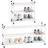 image:imageSTORAGE MANIAC Expandable Shoe Rack 16 Pairs Stackable Small Shoe Rack Metal Adjustable Shoes Organizer for Closet Entryway Hallway Garage Front Door Shoes Shelves Black 4 TierWhite