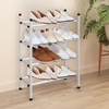 image:imageSTORAGE MANIAC Expandable Shoe Rack 16 Pairs Stackable Small Shoe Rack Metal Adjustable Shoes Organizer for Closet Entryway Hallway Garage Front Door Shoes Shelves Black 4 TierWhite