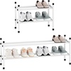 image:imageSTORAGE MANIAC Expandable Shoe Rack 16 Pairs Stackable Small Shoe Rack Metal Adjustable Shoes Organizer for Closet Entryway Hallway Garage Front Door Shoes Shelves Black 4 TierWhite