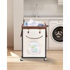 image:imageSTORAGE MANIAC Large Laundry Basket with Wheels 160L Rolling Laundry Hamper Laundry Cart with Metal Frame and Removable Bag Clothes Hamper for Bedroom Bathroom Dorm Room Laundry Room BeigeBeige