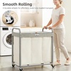 image:imageSTORAGE MANIAC Laundry Hamper 3 Section with Lid Rolling Laundry BasketBeige