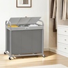 image:imageSTORAGE MANIAC Laundry Hamper 3 Section with Lid Rolling Laundry BasketGray