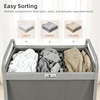image:imageSTORAGE MANIAC Laundry Hamper 3 Section with Lid Rolling Laundry BasketGray