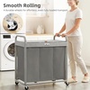 image:imageSTORAGE MANIAC Laundry Hamper 3 Section with Lid Rolling Laundry BasketGray