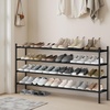 image:imageSTORAGE MANIAC Long Expandable Shoe Rack 18 Pairs Metal Wide Stackable Shoe Rack Adjustable Shoes Shelf Freestanding Shoes Organizer for Closet Entryway Hallway Garage Front Door 3 TiersBlack