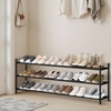 image:imageSTORAGE MANIAC Long Expandable Shoe Rack 18 Pairs Metal Wide Stackable Shoe Rack Adjustable Shoes Shelf Freestanding Shoes Organizer for Closet Entryway Hallway Garage Front Door 3 TiersBlack