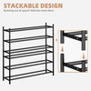 image:imageSTORAGE MANIAC Long Expandable Shoe Rack 18 Pairs Metal Wide Stackable Shoe Rack Adjustable Shoes Shelf Freestanding Shoes Organizer for Closet Entryway Hallway Garage Front Door 3 TiersBlack