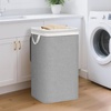image:imageSTORAGE MANIAC Metal Frame Laundry Hamper with Lid 237 Gal Tall Laundry Baskets with Removeable Bag Large Clothes Hamper with PU Tag Laundry Bin for Dorm Collage Bathroom Bedroom GrayGray